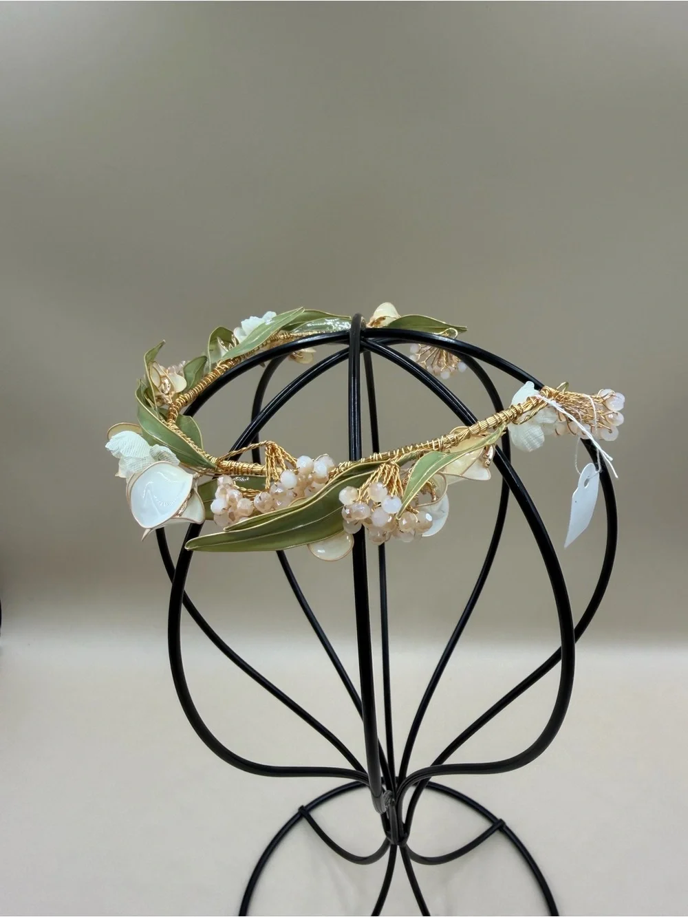 Boho Bridal Floral Crown Gold Green Leaf Wedding Headpiece New